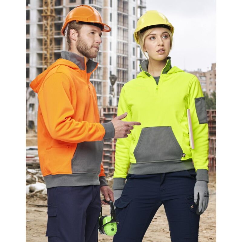 UNISEX HI VIS ¼ ZIP PREMIUM FLEECE HOODIE Thumbnail