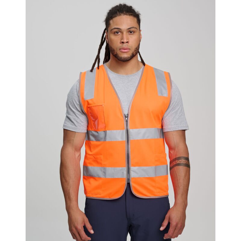 SW04 Unisex Hi-Vis Safety Vest with ID & Utility Pockets Orange Thumbnail