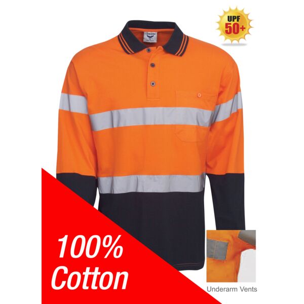 100% Cotton Day/Night Hi Vis Polo Long Sleeve Thumbnail