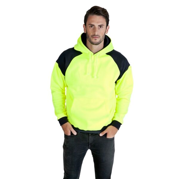 Mens Contrast Hi-Viz Fleece Hoodie Thumbnail