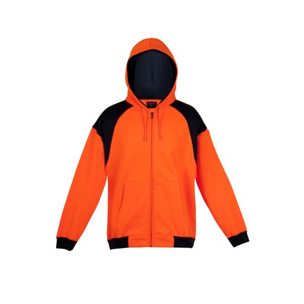 Mens Contrast Hi-Viz Fleece Zip Hoodie Thumbnail