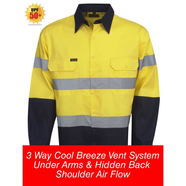 HI-VIZ 155 GSM Cotton Twill Shirt Long Sleeve Thumbnail