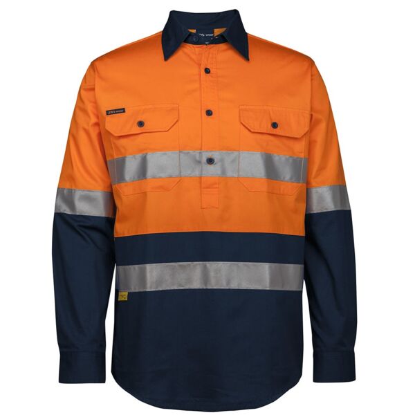 HI VIS (D+N) CLOSE FRONT L/S 150G WORK SHIRT Thumbnail