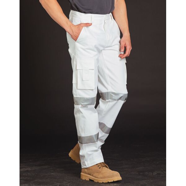 Mens White Safety pants with Biomotion Tape Configuration Thumbnail