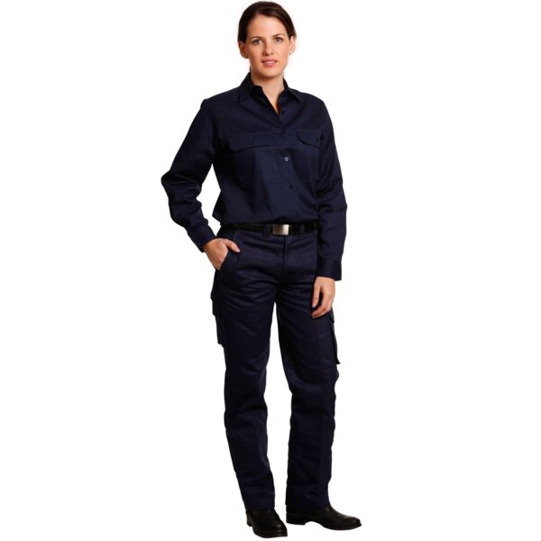 LADIES' HEAVY COTTON DRILL CARGO PANTS Thumbnail