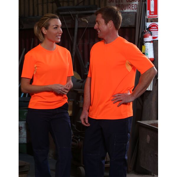 HI-VIS MINI WAFFLE SAFETY TEE-Unisex Thumbnail