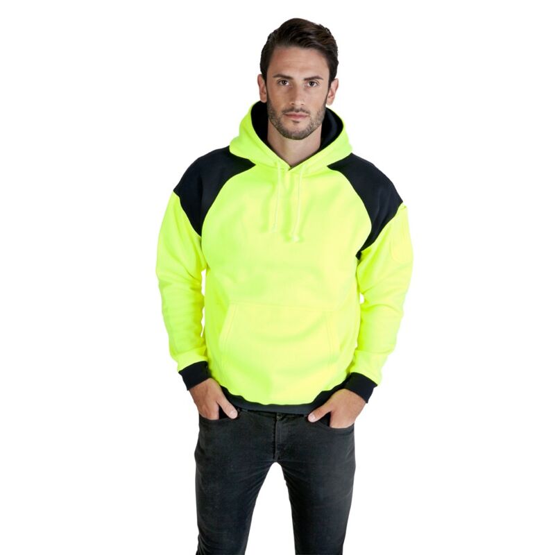 Mens Contrast Hi-Viz Fleece Hoodie Thumbnail