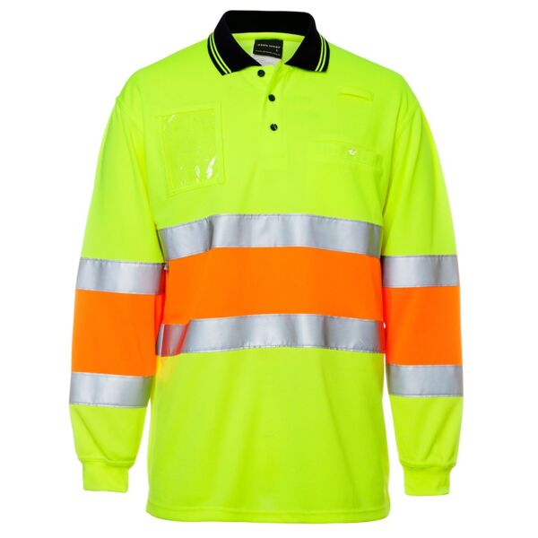 HI VIS BIO MOTION (D+N) L/S POLO WITH REFLECTIVE TAPE Thumbnail