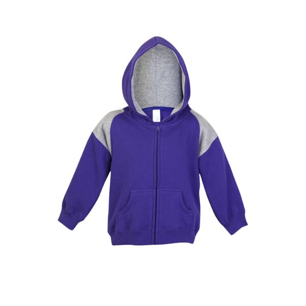 Kids Shoulder Contrast Panel Hoodies with Zipper Thumbnail