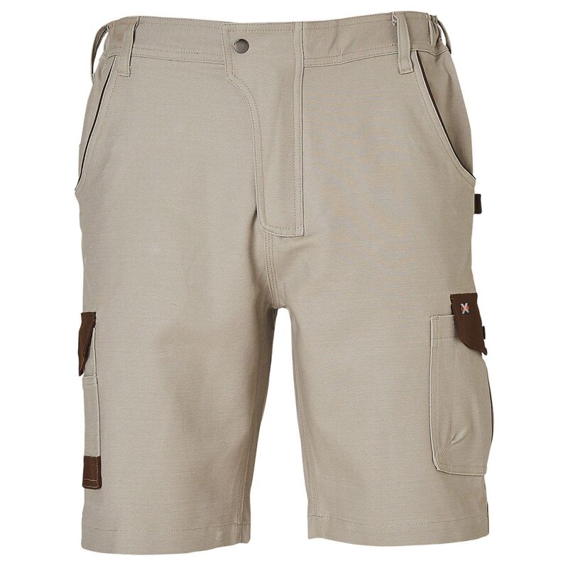 MENS STRETCH CARGO WORK SHORTS WITH DESIGN PANEL TREATMENTS Thumbnail