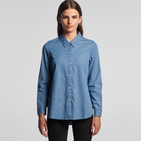 Women's Blue Denim Shirt Thumbnail